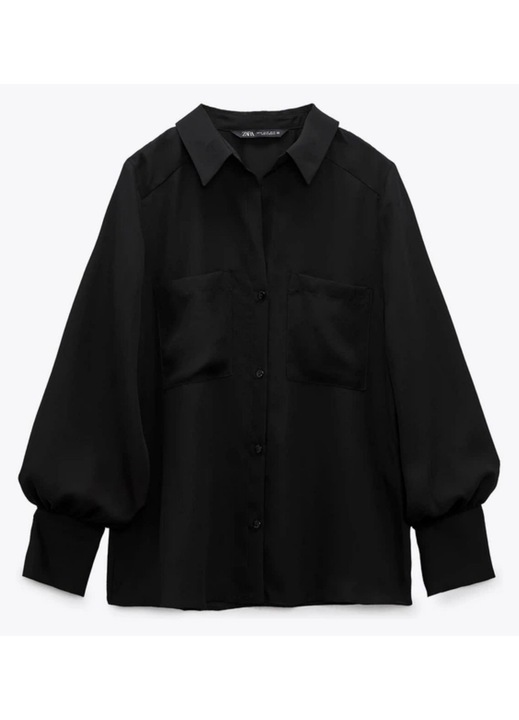 Zara női blúz, oversize, fekete, 100% poliészter, minta nélküli, XL INTL