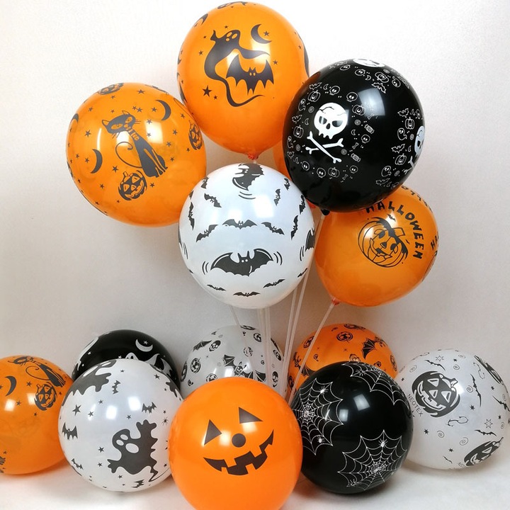 Halloween lufi szett, 100 db, latex, többszínű, 30 cm