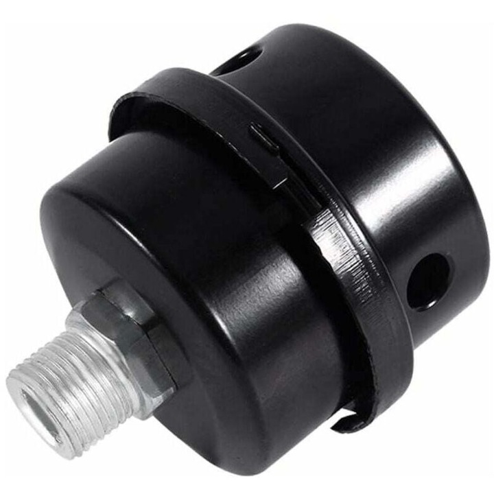 Csendes szűrő (hangtompító) légkompresszorhoz, 3/8" finom menet, 16 mm, Fekete
