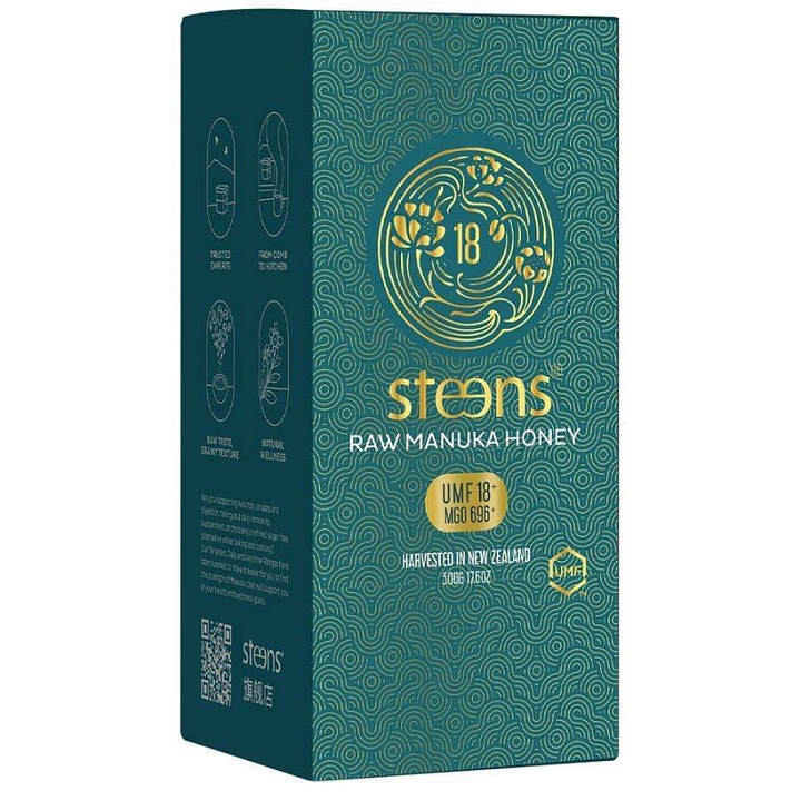 Miere Manuka Steens UMF 18+ (MGO 696+), raw nepasteurizata Whole Comb, monofloral, natural, 500 g