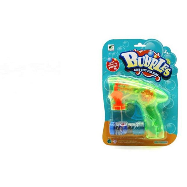 Alltoys buborékpisztoly, fényeffektussal, automata buborékkészítő, zöld/narancssárga, 55 ml