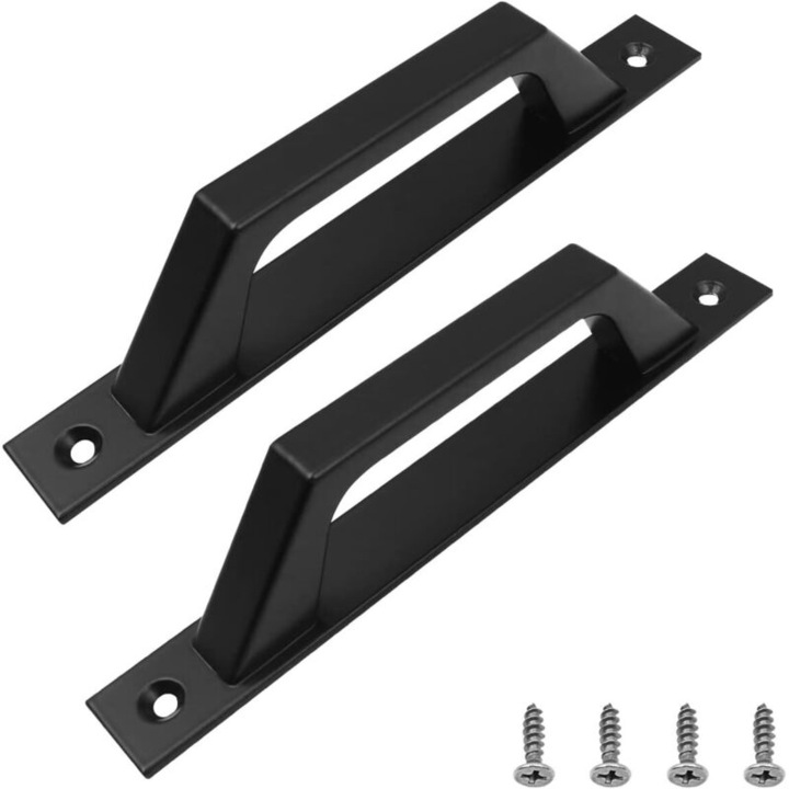 Set 2 manere usa, aluminiu, negru, 20x2.45x4.25cm