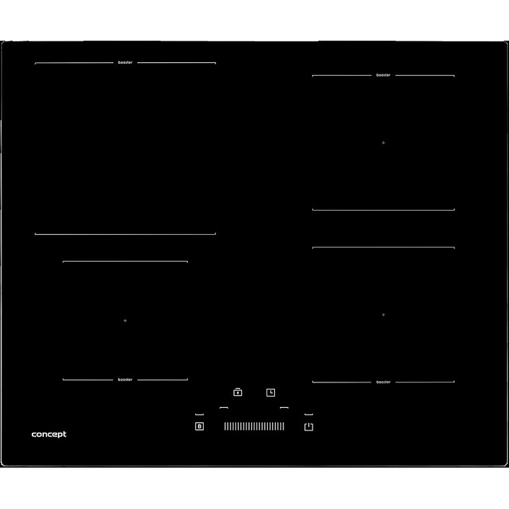 Concept IDV4360 indukciós főzőlap, beépíthető főzőlap, 4 zóna, 4x PowerBooster, érintős csúszka vezérlés, fekete, 590x520 mm
