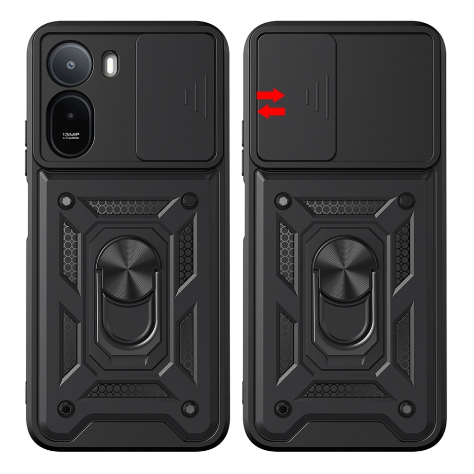 Husa pentru Xiaomi Redmi A7 Pro 4G, protectie camere, Inel magnetic, set cu sticker, CamShield, Negru