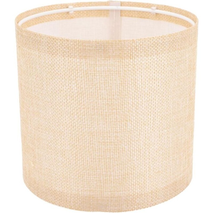 Abajur cilindric pliabil, material textil si cadru metalic, alb, 26cm