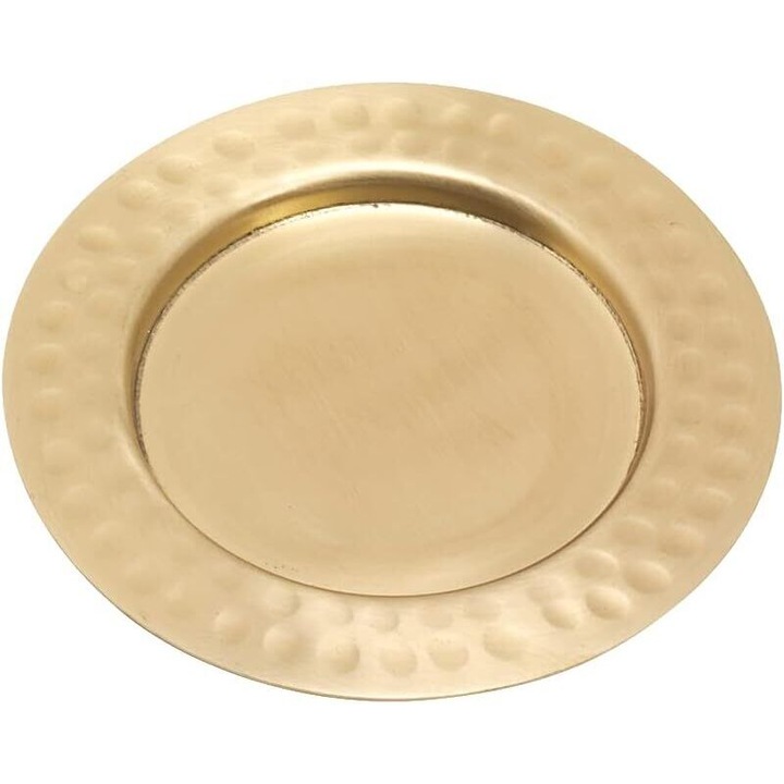 Placa suport lumanare, alama, auriu mat, 10x0.5cm