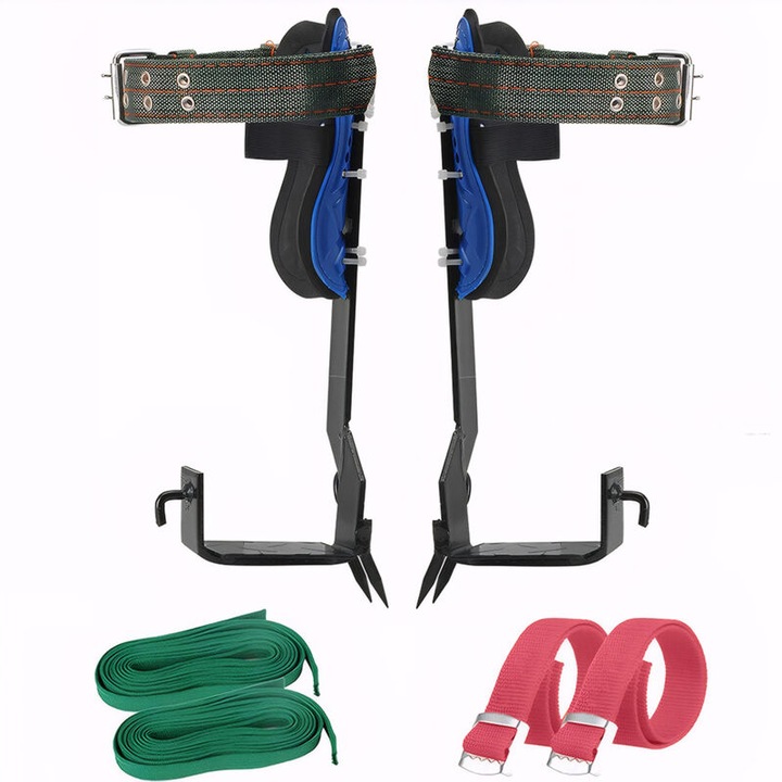 Cramponi de catarat pentru copaci, cu varfuri ascutite din otel carbon, talpa antiderapanta si reglabili, capacitate max. 100 kg, multicolor, Set 2 buc