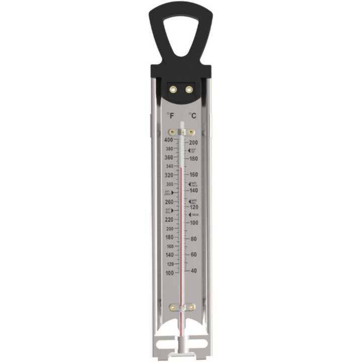 Termometru pentru dulciuri din inox cu clema si carlig 40x200C