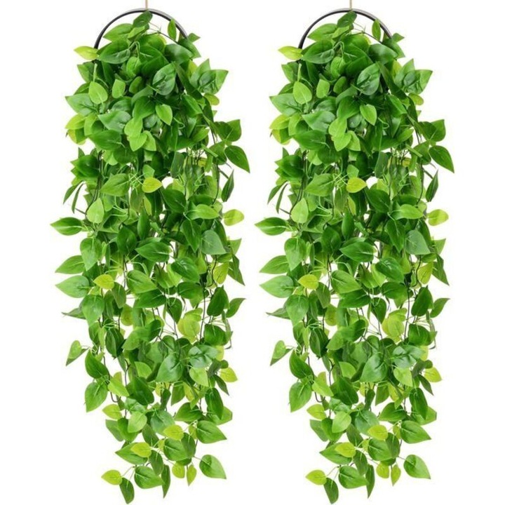Plante artificiale suspendate, 2 buc, verde, 107x25cm