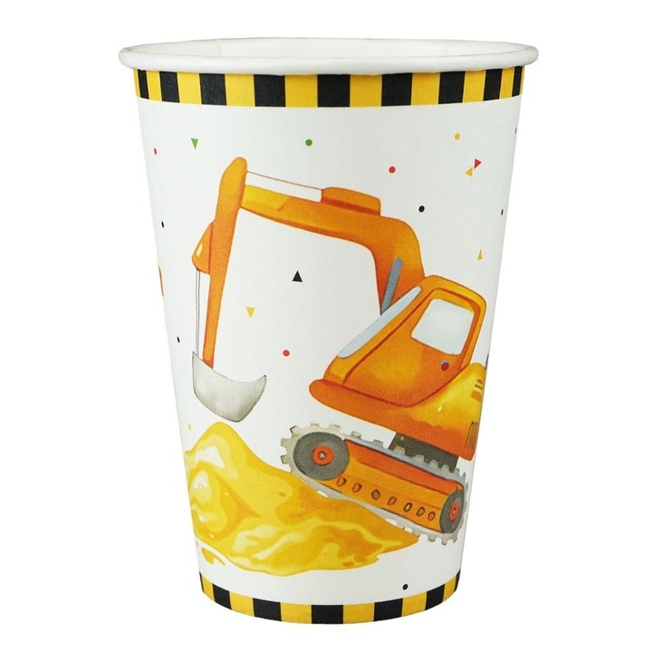 Set 8 pahare de hartie ARPEX santier constructii multicolor