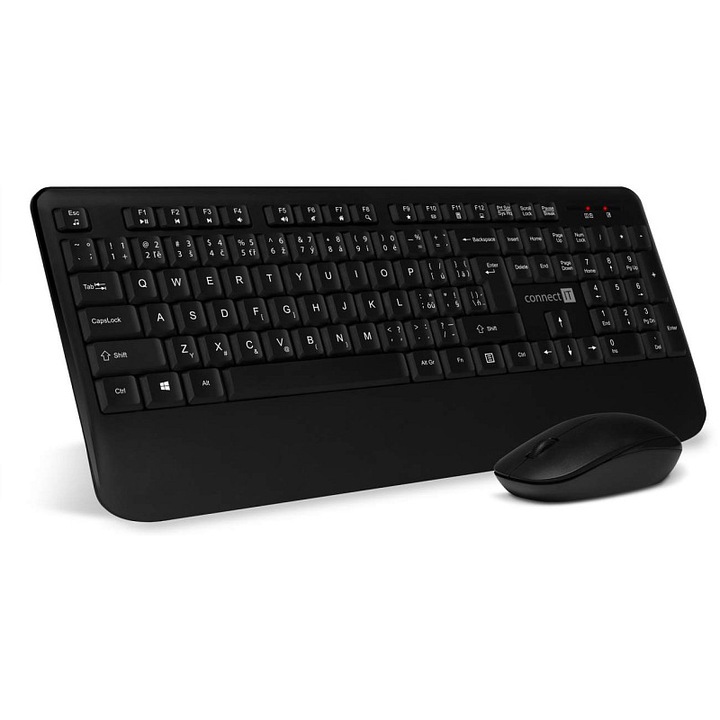 Connect IT Combo vezeték nélküli billentyűzet és egér szett, fekete, CZ+SK, 1200 DPI, 10m, elemek mellékelve