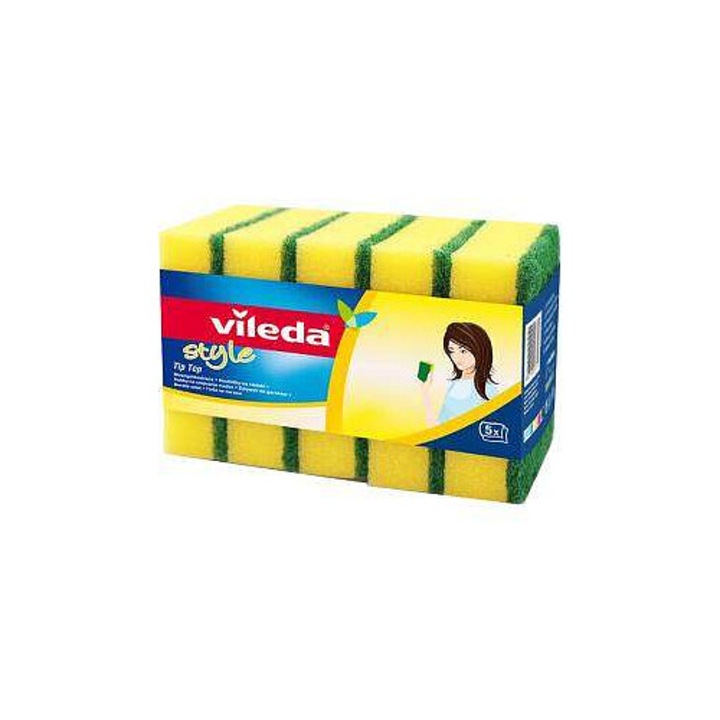 Vileda Tip Top S mosogatószivacs dörzsfelülettel, sárga/zöld, 5 db