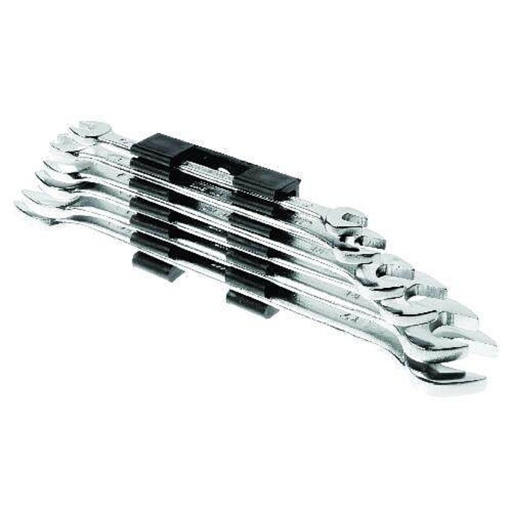 Set chei fixe/chei plate FESTA 6-17 mm, crom-vanadiu, finisaj crom dur mat, cu organizator din plastic, argintiu, 6 piese