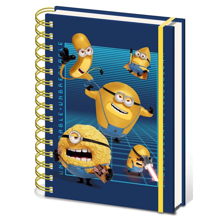 Bloc notes/caiet PYRAMID Minions DPL10 2024, spiralat, foi liniate, motiv licentiat, albastru, A5, 1 buc
