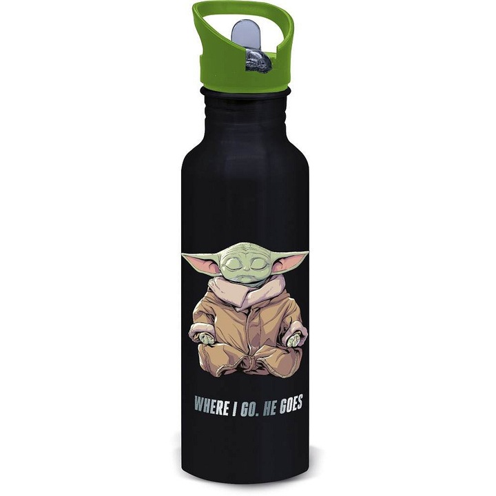 Алуминиева бутилка STOR Mandalorian Grogu 815ml сива