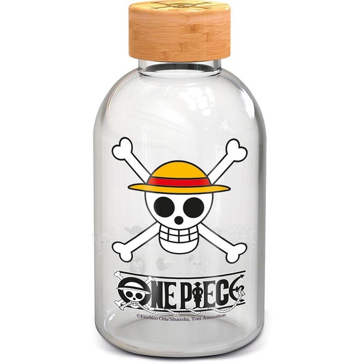 Стъклена бутилка/бидон STOR One Piece от боросиликат, с капачка на винт, неподходяща за съдомиялна машина, прозрачна/бамбук, 620 мл