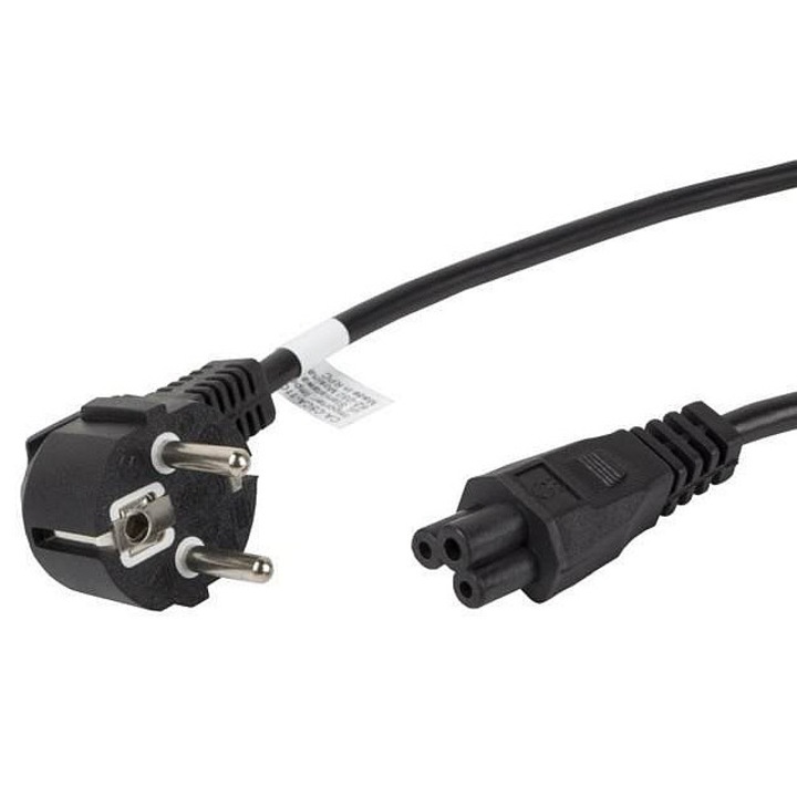 LANBERG CEE 7/7 – IEC 320 C5 (Mickey) tápkábel, VDE, 0,75 mm², Fekete, 1,8 m