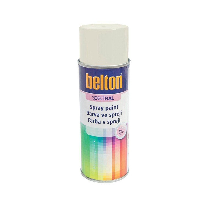 BELTON RAL 9010M spray festék, nitro-kombinált, gyorsan száradó, vegyszerálló, fémre/fára/kerámiára/kőre, matt fehér, 400ml