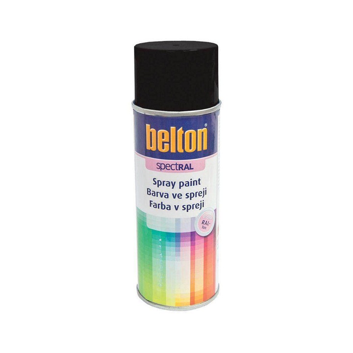 Spray festék / festék spray Belton SpectRAL RAL 9005, nitrokombináció, gyorsan száradó, fényes fekete, 400ml