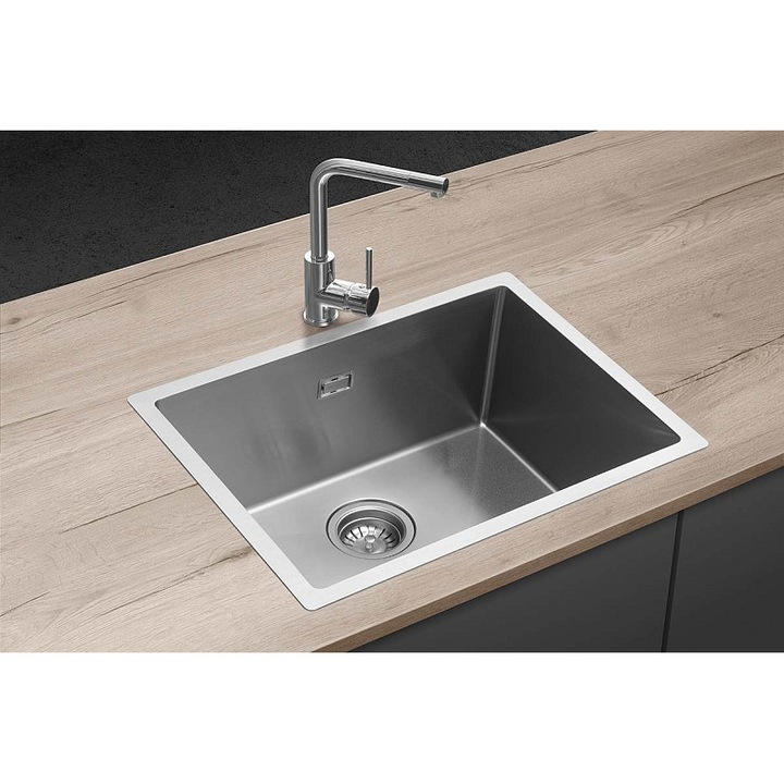 Concept DNN1060ss konyhai mosogató csepegtető nélkül, NANO bevonatú homokfúvott felület, AISI304 1,2-2 mm, pultba építhető/alá építhető/sínes beépítés, rozsdamentes acél, 590x450x225 mm