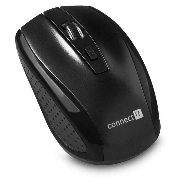 Egér vezeték nélküli optikai Connect IT OfficeBase Wireless, nano USB vevő, 800/1200/1600 DPI, fekete, 2 x AAA mellékelve