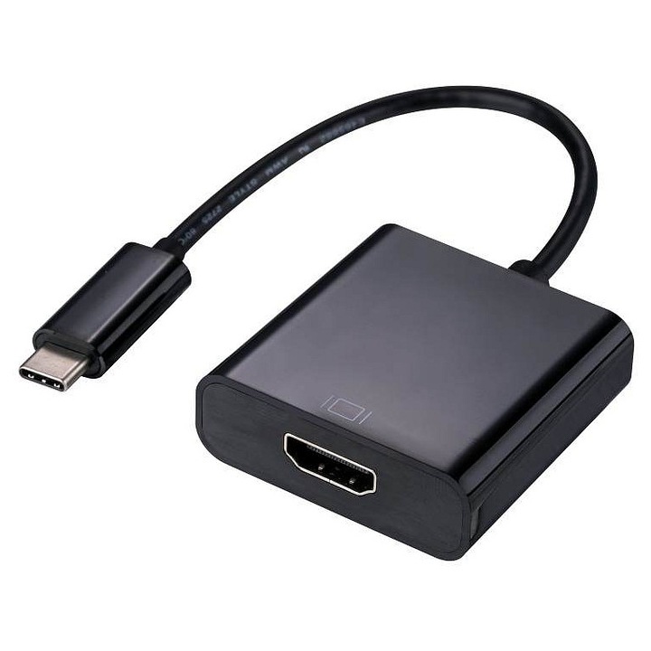 Адаптер C-Tech Type-C към HDMI, 4K@60Hz, USB-C (M) към HDMI (F), Черен, 15см, 1 бр
