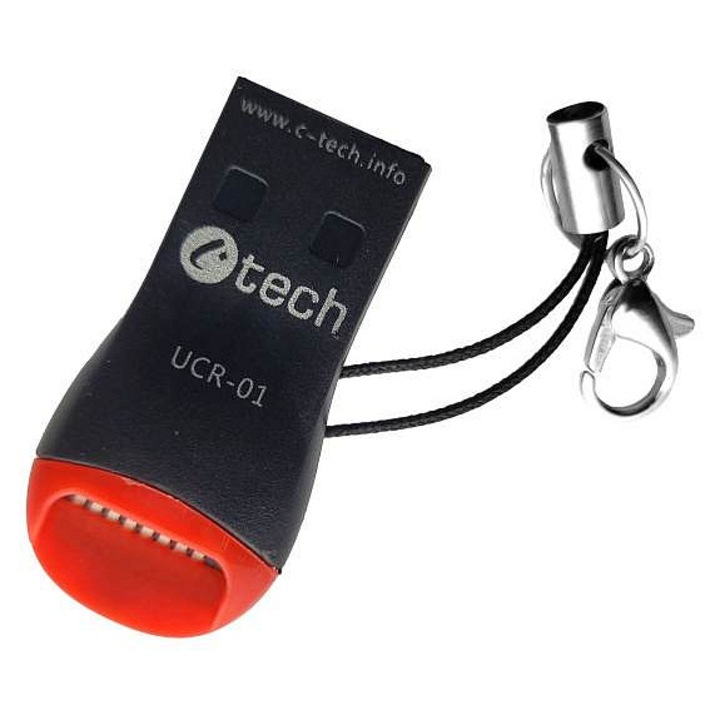 C-Tech UCR-01 kártyaolvasó, USB 2.0, microSD, 32x16x7mm