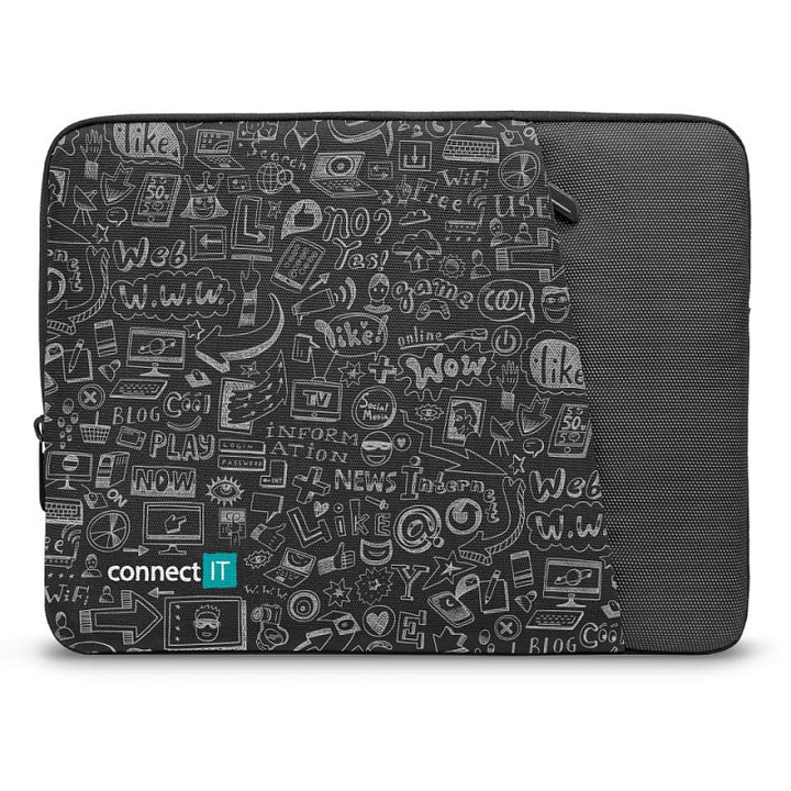Connect IT Doodle 13,3" laptop tok, fekete, 32,5x24,5x2,5cm