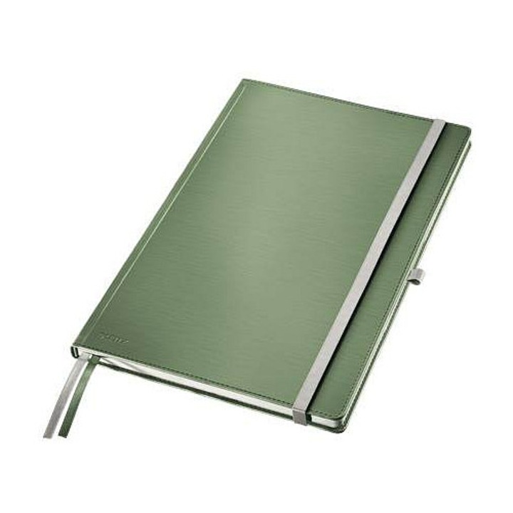 Caiet LEITZ Style, cu coperta tare, cu elastic de prindere si suport pentru pix, Verde, A4, 80 foi (96 g/m²)