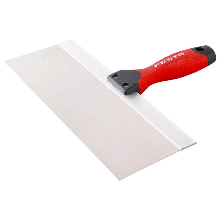 Gletiera FESTA 300 mm, otel inoxidabil cu intaritura, maner ergonomic cauciucat, rosu/gri