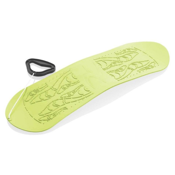 PLASTKON, Műanyag gyermek snowboard, kötéllel, 72x22 cm, Lime zöld, 3+
