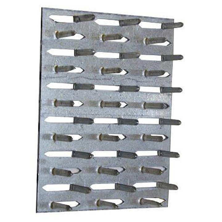 BOVA 01-01 BV10 összekötőlemez/csatlakozólemez, acélból, profilozott tüskékkel, 1 mm vastag, horganyzott, 36 x 105 mm