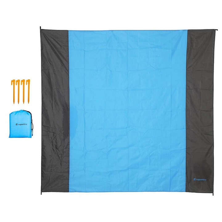 Patura de picnic Insportline Dattino, rezistenta la apa, cu 4 tarusi de ancorare si husa de transport, verde, 200 x 210 cm