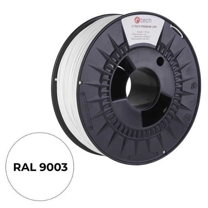 Филамент ABS C-Tech Premium Line бял 1,75мм 1кг