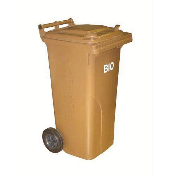 Konténer/kuka BIO hulladékhoz CONTENUR PH HN, HDPE-ből, ráccsal és 200 mm-es kerekekkel, barna, 120 l