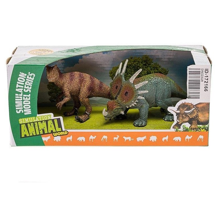 Комплект 2 фигурки на динозавър ADAR Simulation Animal World, от винил, за деца 3+, 26x11x10 см, Многоцветен