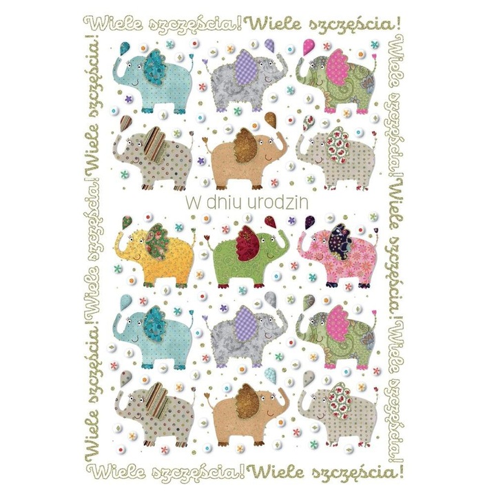 Felicitare Trend pentru ziua de nastere, carte de felicitare cu plic si mesaj interior, Multicolor, 180x123 mm