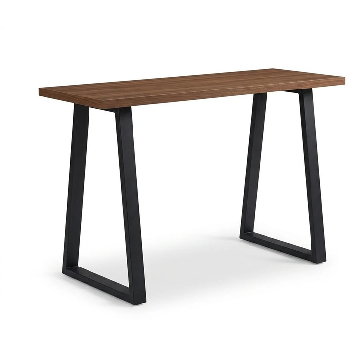 Трапезна маса Inny Producent Loft WF313357AAN, плот от първокласен ламиниран MDF, метална конструкция, боядисана в матово черно, орех/черно, 117x68x75 см