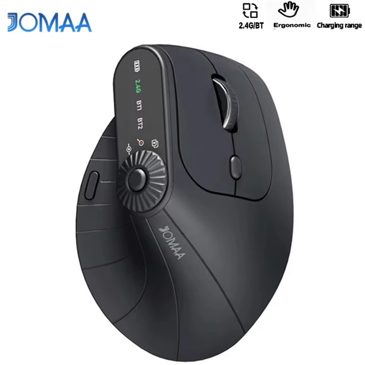 Mouse vertical ergonomic Jomaa, wireless, reglabil, negru