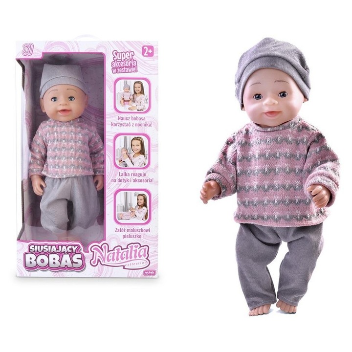 Artyk Natalia interaktív baba, 43 cm, kiegészítőkkel, vinilből, gyűjtői doboz ablakkal, többszínű, 1 db