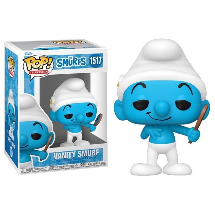 Figurina colectionabila FUNKO Funko POP Smurfs Vanity Smurf 1517, din vinil, cu cutie de colectie cu fereastra, Multicolor, 163x118 mm