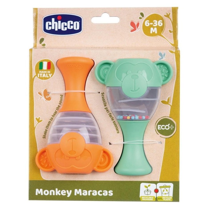 Музикална играчка Chicco маракаси маймунка многоцветна 0x19x25см