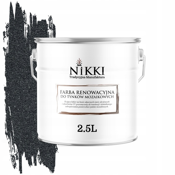 NIKKI Mozaikvakolat felújító festék Hagyományos Manufaktúra Gyors Felújítás, UV-álló, hidrofób és szennyeződésálló, Antracit RAL7016, 2,5L