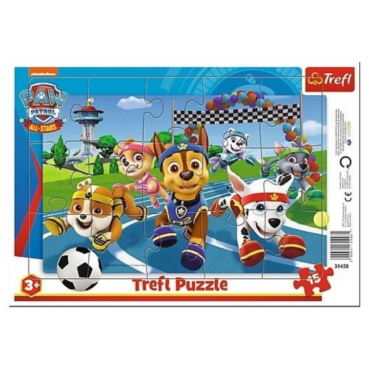 Пъзел в рамка Trefl Paw Patrol, за деца 3+, лесен за сглобяване, многоцветен, 15 части