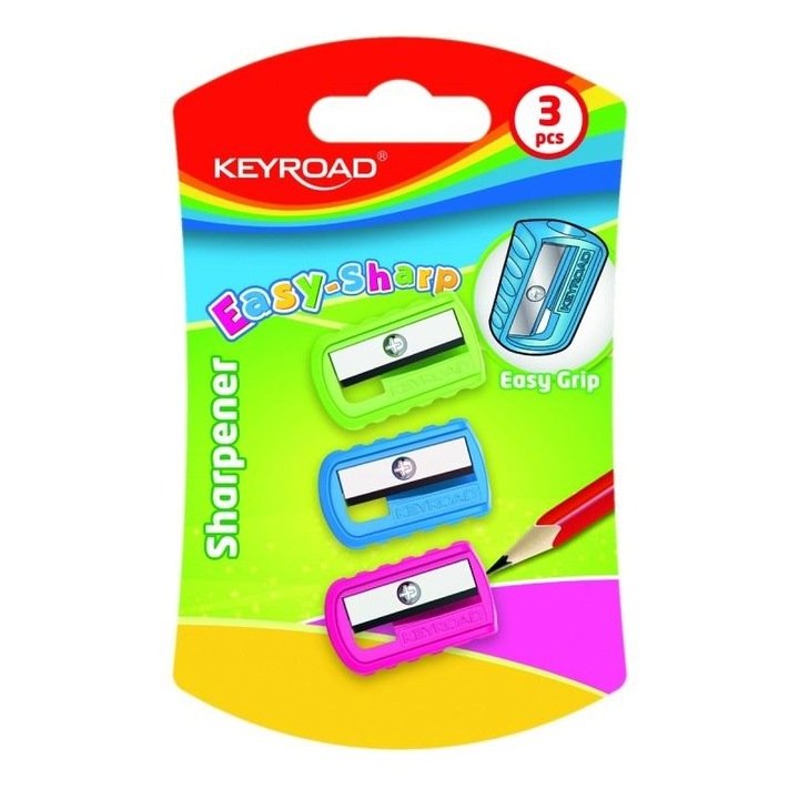 Keyroad műanyag hegyező készlet 2 db, többszínű