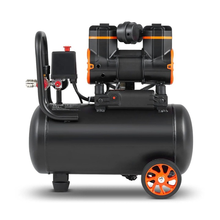 Hordozható olajmentes csendes kompresszor, 900 W, 62 l/perc, 8 Bar, 18 l tartálykapacitás