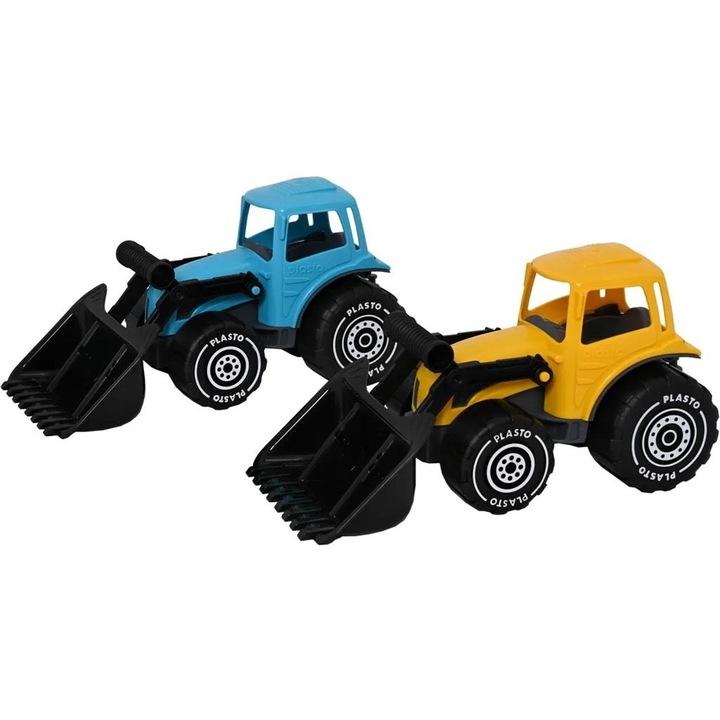 Plasto játék traktor homlokrakodóval, 32 cm, 12 hónapos kortól, Többszínű, 1 db