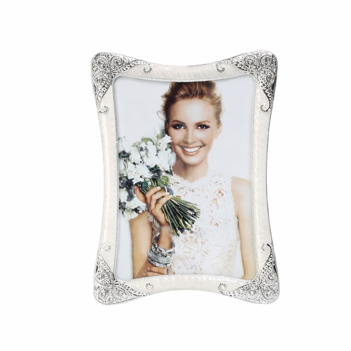 Rama foto Eleganta cu Insertii de Argint, Design Clasic Decorativ, Ideala pentru Cadou, Birou sau Living