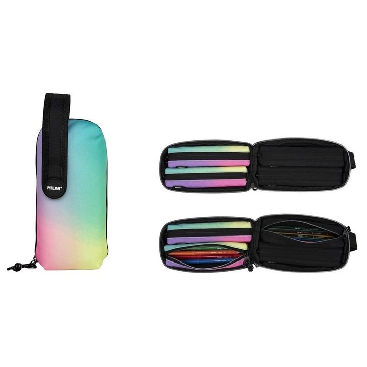 MILAN, Penar/etui textil cu 4 compartimente detasabile, Sunset, Multicolor
