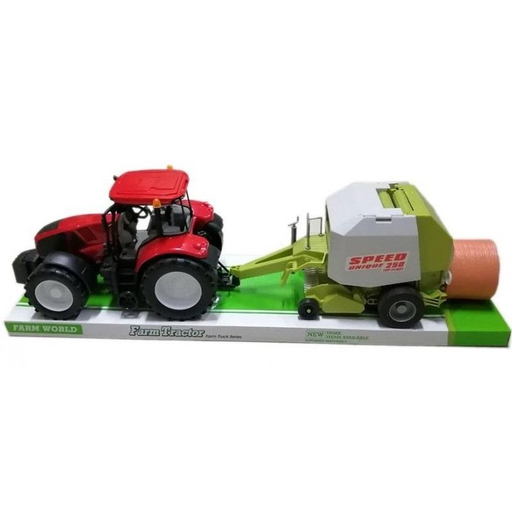Játék traktor/mezőgazdasági traktor Macyszyn Toys Farm Tractor, oktató, bálázóval, többszínű, 1 szett